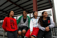 Teenage girls of Tongan descent at a local rugby stadium in Salt Lake City. One in every four Tongans living in the United States resides in Utah and the state ranks
secondbehind California, but ahead of Hawaiifor total population of Tongans. The National Tongan American Society (NTAS) was originally founded in 1995 to
help 80 people successfully obtain their citizenship. NTAS now touches the lives of thousands of Tongans and other Pacific Islanders through its various programs. It
also seeks to encourage ofa faka-k ainga (Tongan for extended family love and care), which crosses ethnic, national origin, gender, and religious boundaries. - © Adam Stoltman. All rights reserved.