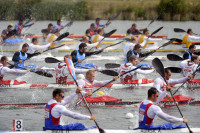 Men's Kayak 4 (K4) 1000 Meter Sprint at Eton Dorney during the London Olympics.  - © Adam Stoltman. All rights reserved.