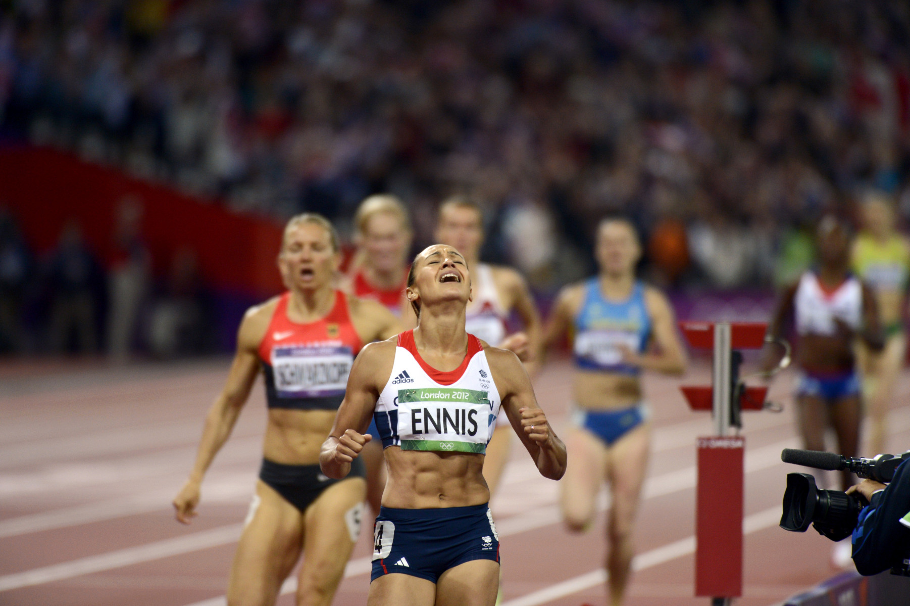 Jessica Ennis of Great Britain after winning the gold medal in the Heptathlon during the London Olympics.    : London Olympics : Photography by Adam Stoltman: Sports Photography, The Arts, Portraiture, Travel, Photojournalism and Fine Art in New York