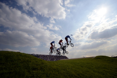The Women's BMX finals during the London 2012 Olympics. 